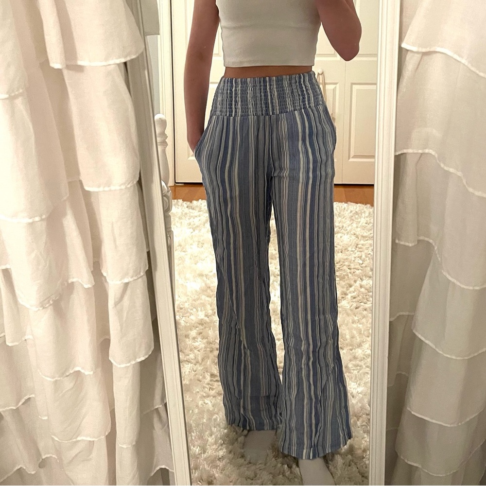 Billabong blue and white striped beach pants size M